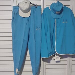 Jordan X Union Powder Blue Track Suit With Reverseable Jacket And Matching Hats